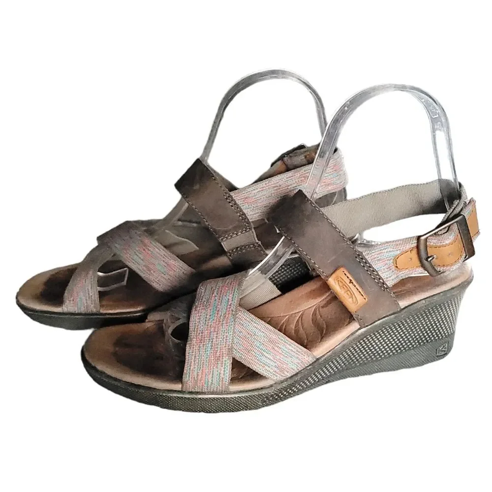 Keen Skyline Wedge Sandals Brown Multicolor Slingback Shoes Women’s EU 37.5US 7M